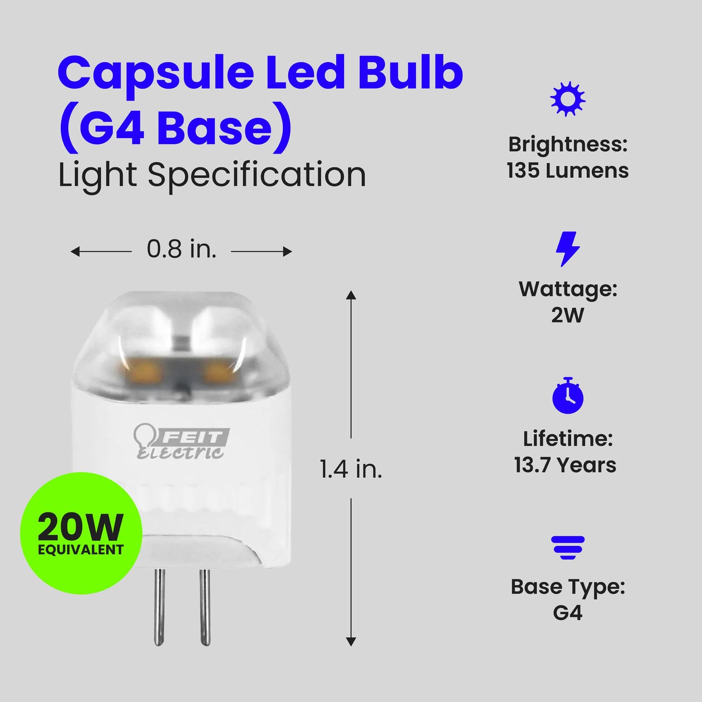 Feit Electric LVG4/LED 20-Watt Equivalent G4 Base Capsule Specialty LED