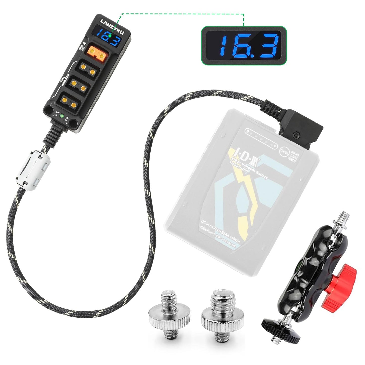 12V Regulated Voltmeter P-Tap D-Tap Splitter for ARRI|RED|Sony|Teradek |Smallhd|DJI|TILTA |SmallRig|V-Mount|Gold-Mount?1/4"-20 Screw Threads, Magic