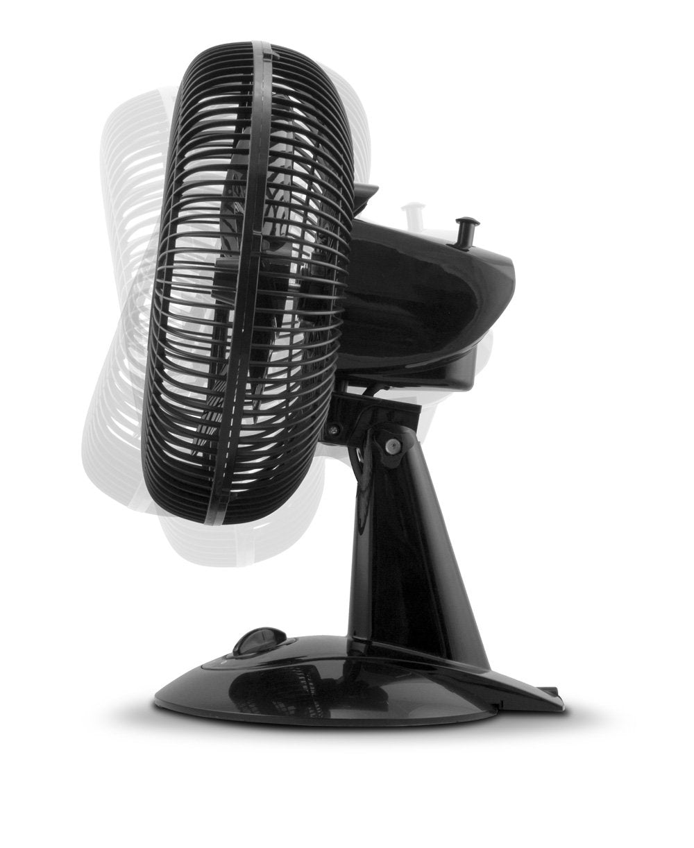 Air Monster Desk Fan - 12 Inch | Quiet Desk Fan with 90 Degree Oscillation, Plastic Grill, 3 Speed Settings, Adjustable Tilt - ETL Listed, Black