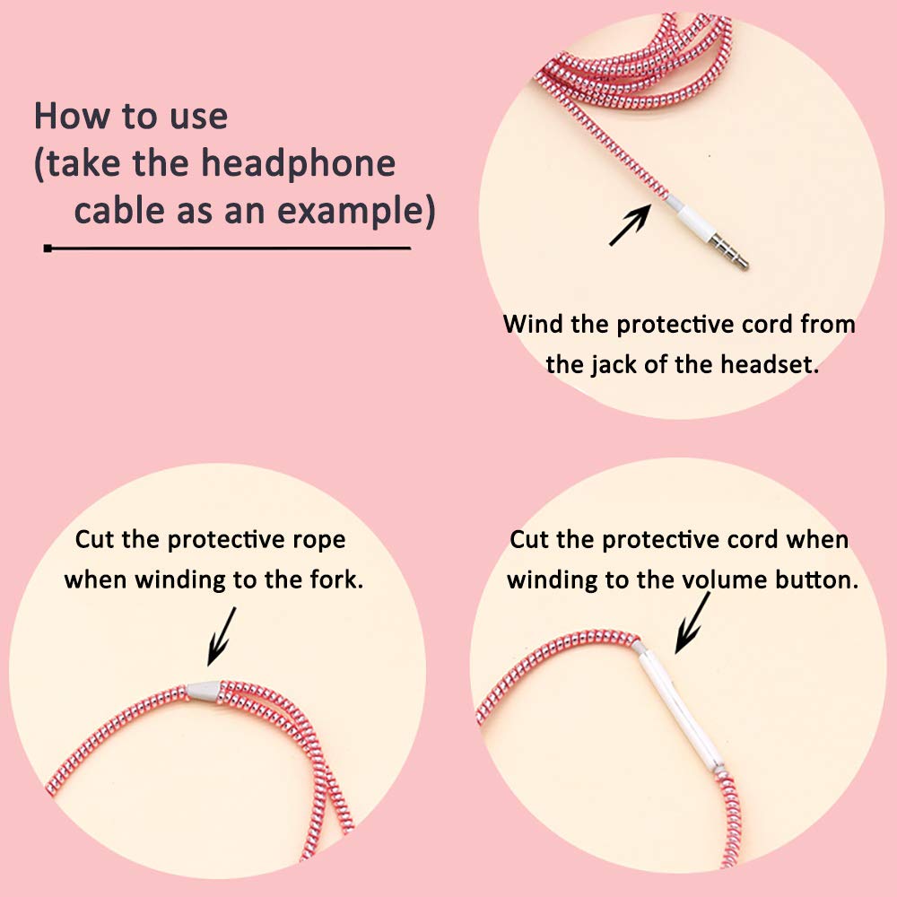 Cable Protector Animal Proof Wire Repair, Cord Protector for Pets Headphone Saver Spiral Cable Wrap Strain Relief, Cord Sleeve for Phone Cable USB