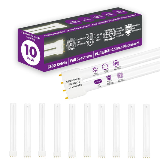GoodBulb PLL18/865 | 18W 8.9" Twin Tube Compact Fluorescent Light Bulb | 4-pin 2G11 Base 6500K Full Spectrum 1050 Lumen | 36000 Hour Long Life Biax |