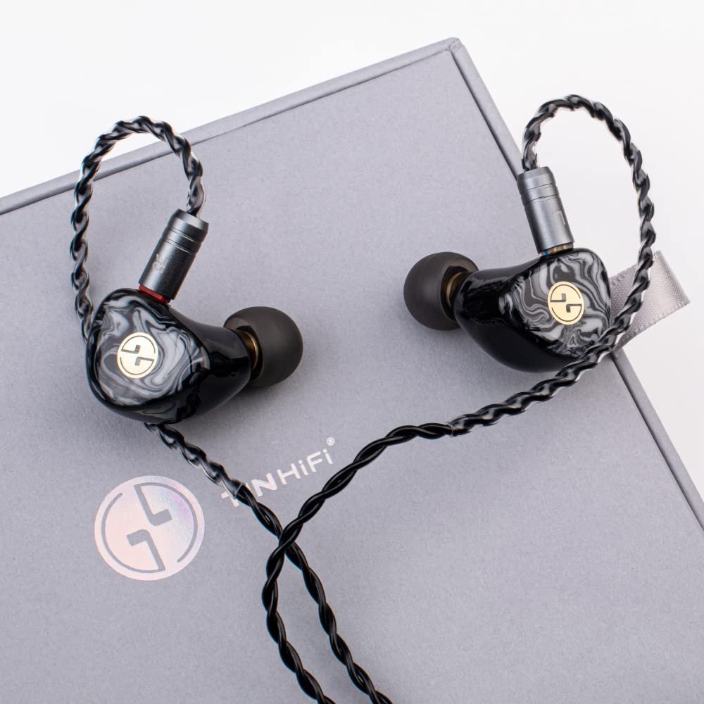 TINHIFI T3 Plus 10mm LCP Dynamic Driver IEM, HiFi Wired Earbuds with Balanced Sound & Deep Bass, 3D Printed Marble Texture Shell, Detachable 2Pin