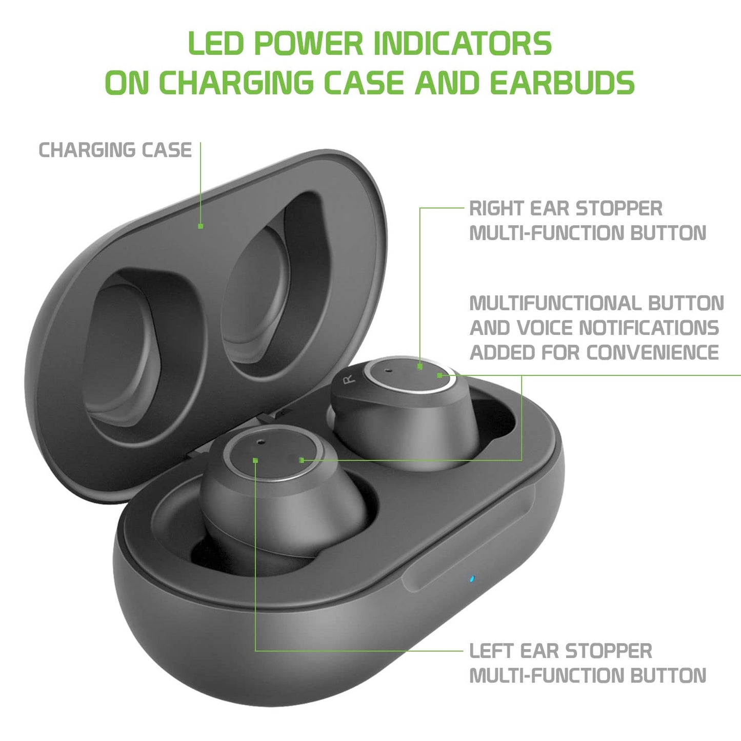 Works By ZAMZAM Wireless V5.2 Bluetooth Earbuds Compatible with Amazon Fire Stick with Charging Case for in Ear Headphones. (V5.2 Black)
