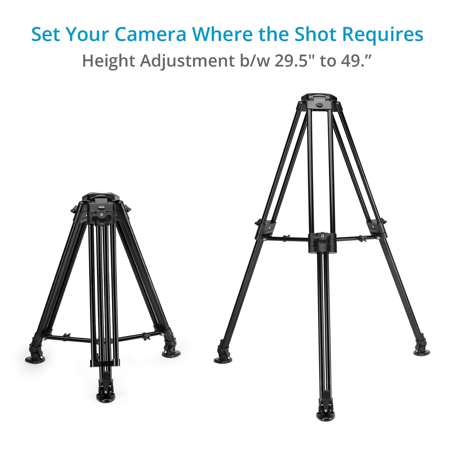 Proaim 100mm Bowl Head Tripod Stand with Rubber Tripod Shoes. Payload up to 80kg/176lb. for DSLR Camera Slider, Fluid Head, Jib/Crane. (P-TP-100-B)