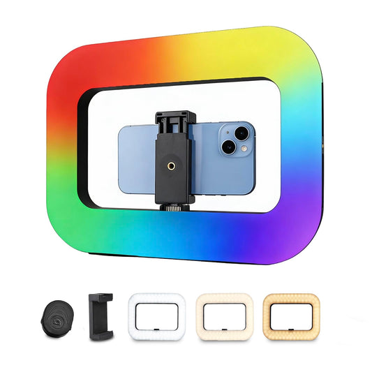 Phone Ring Light for Video Recording, Smartphone Video Rig with Light, 8000mAh RGB Portable LED Selfie Kit for Camera, TikTok, YouTube, Makeup