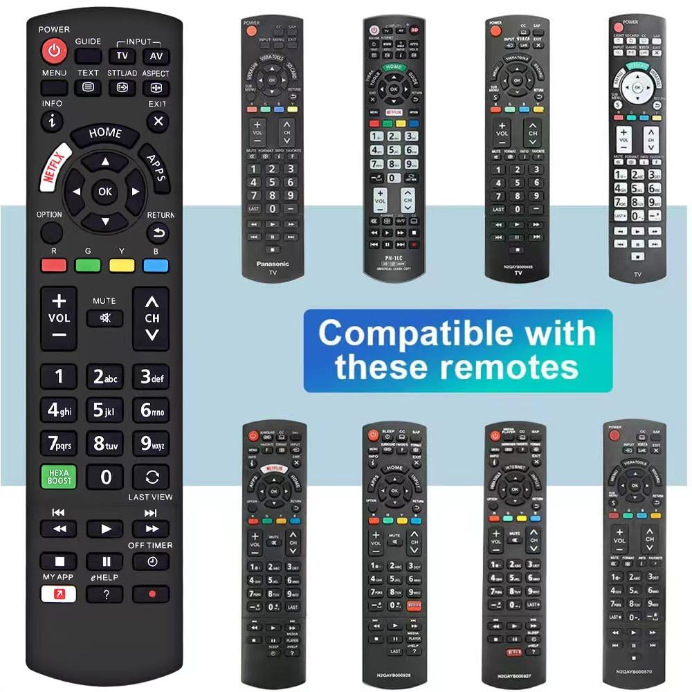 Universal Remote Control for Panasonic TV Remote Control Works for All Panasonic Plasma Viera HDTV 3D LCD LED TV