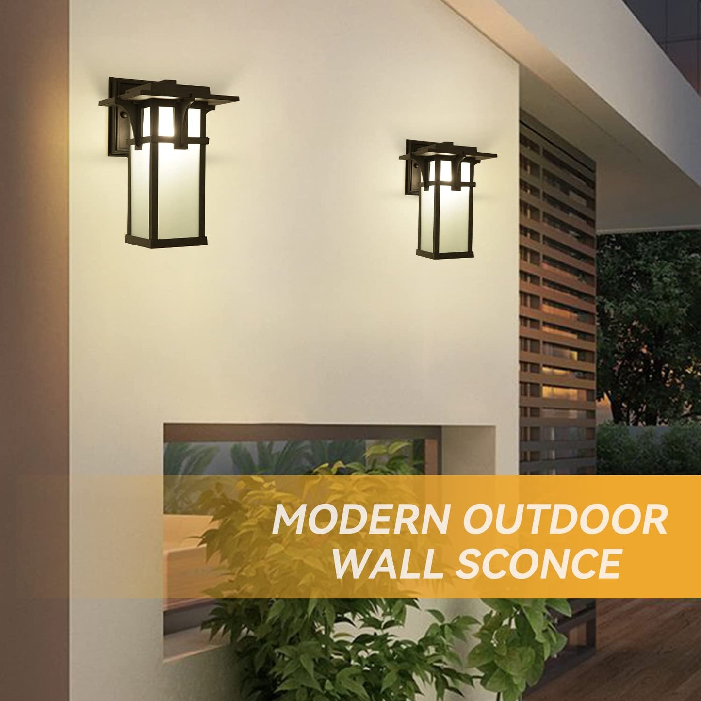EERU Porch Lights Wall Mount Outdoor Wall Lantern Waterproof Aluminum with Frosted Glass Exterior Light Fixtures Modern Classic Outdoor Wall Lights