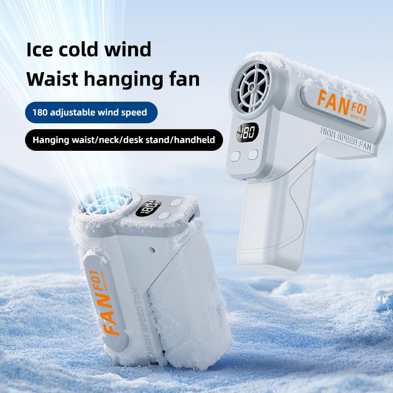 10000mAh Waist Fan with Light, Adjustable 5 Speed Foldable Neck & Belt Fan