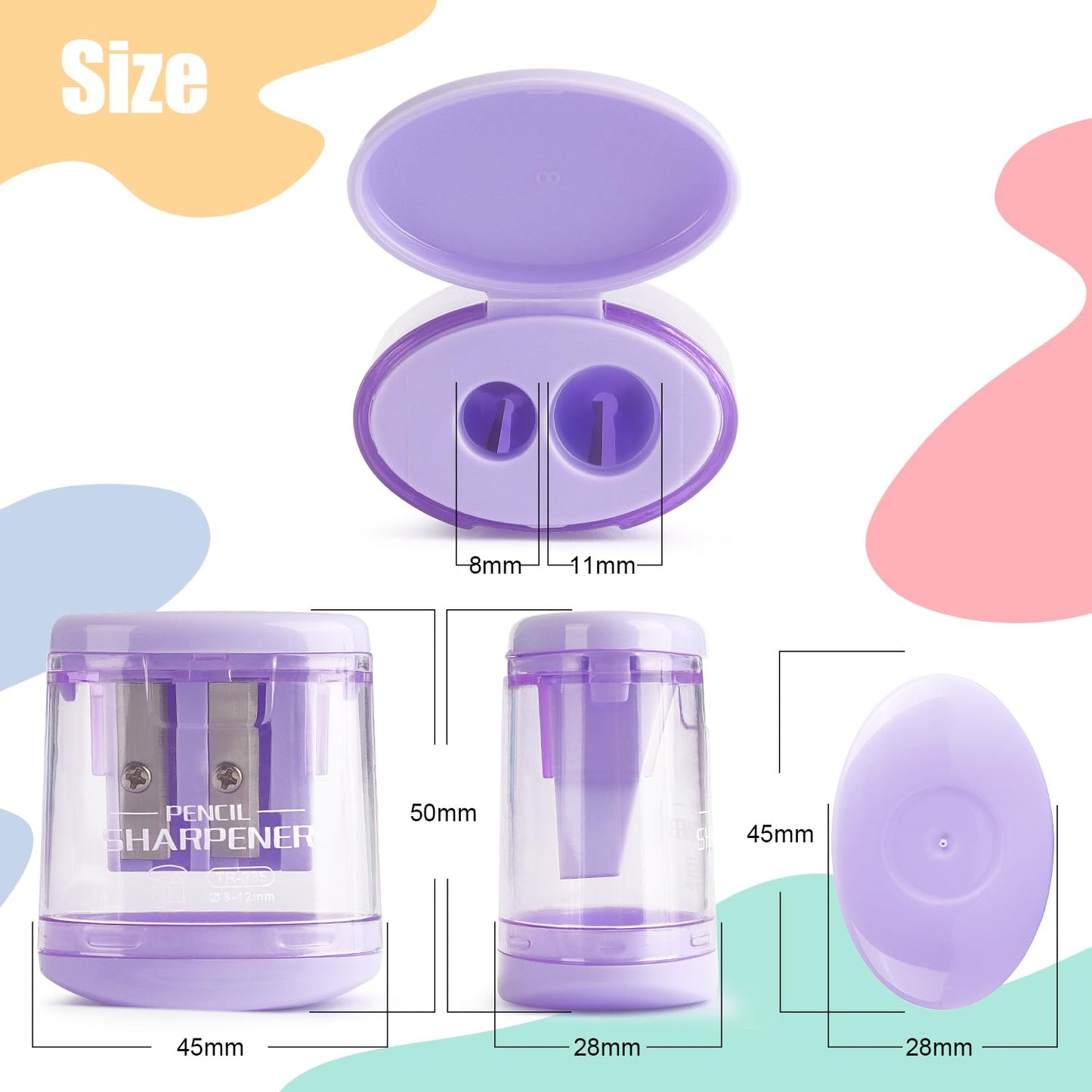 Tamaki Pencil Sharpeners Manual Dual Holes, 4 Pack