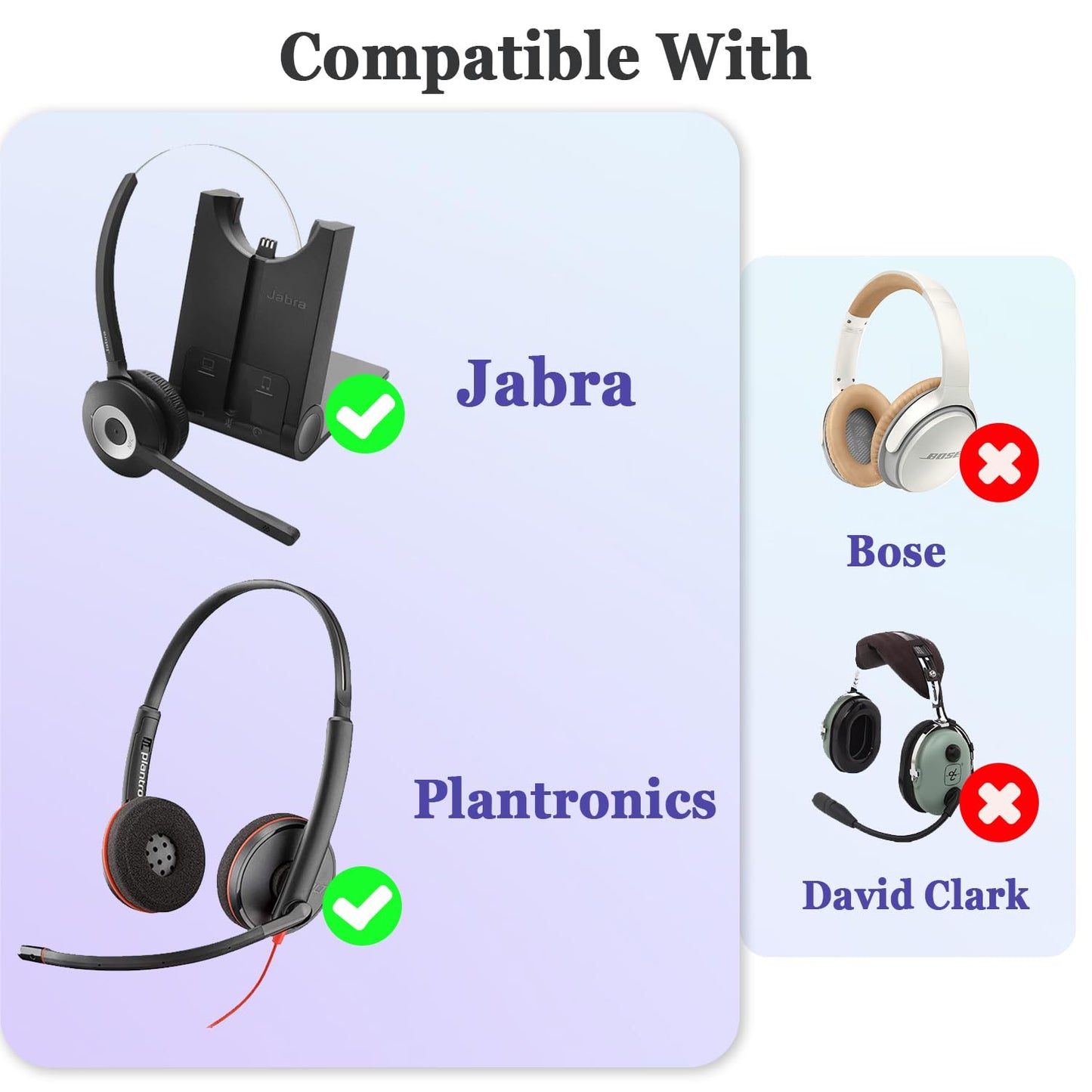 Jabra Headset Ear Cushions, Earpads Replacement 50mm Ear Pad Covers for Jabra PRO 920 930 935 9450 GN 2000 BIZ 1500 2400II Plantronics Blackwire 3220