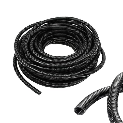 1/4 Inch Wire Loom Split Tubing - 33 ft Cord Protector Electric Wires Covers, Automotive Wire Flexible Conduit, Plastic Wire Cover(1/4"- 33ft, Black)