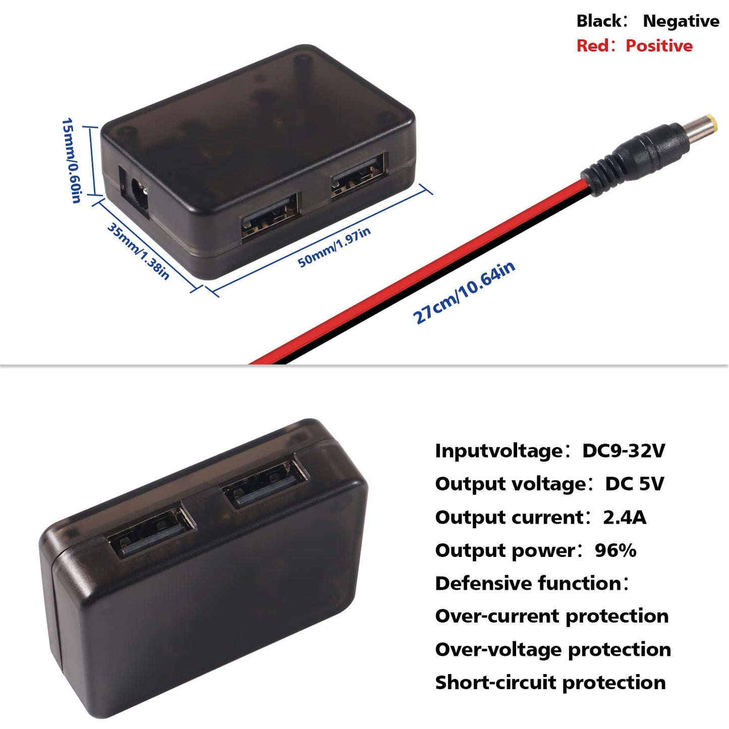 AITIAO DC 6-30V USB Buck Converter 12V 24V to 5V 9V Step Down Regulator Dual USB Port Fast Charger Board Auto Power Supply Adapter