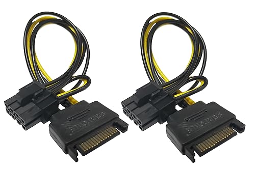 Traovien PCI Express Power Cable,15 Pin SATA Male to 8 Pin (6+2 Pin) PCI Express Female Video Card Power Adapter Cable(15CM/6inch 2Pcs)