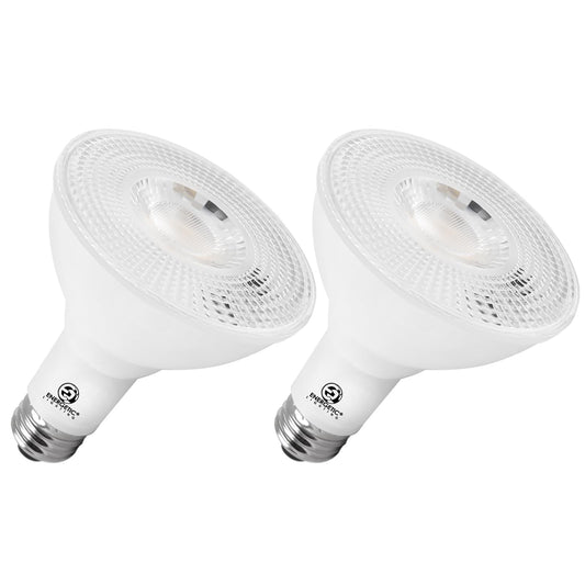 Energetic PAR30 2-Pack Dusk to Dawn LED Outdoor Flood Light Bulb, 75 Watt Equivalent(11W), 850LM, 5000K Daylight, E26 Base, Automatic On/Off Sensor