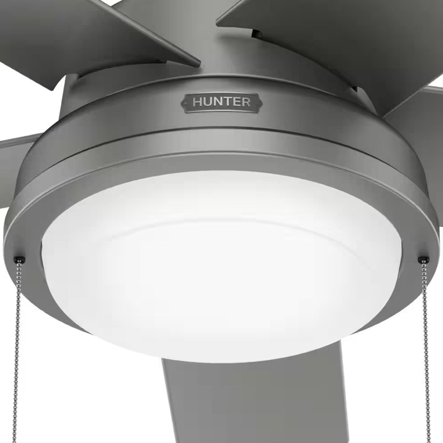 Hunter Fan 44 inch Matte Silver Indoor/Outdoor Ceiling Fan with Lights and Pull Chains for Living Room, Bedroom, Farmhouse, Porch, Kitchen (Renewed)