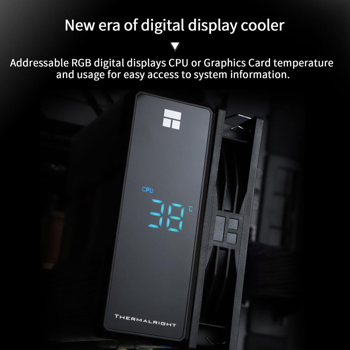 Thermalright Assassin X 120R Digital Black CPU Cooler, Digital Screen Top Cover CPU Air Cooler, Computer Heatsink Cooling, 2000RPM Speed, Support