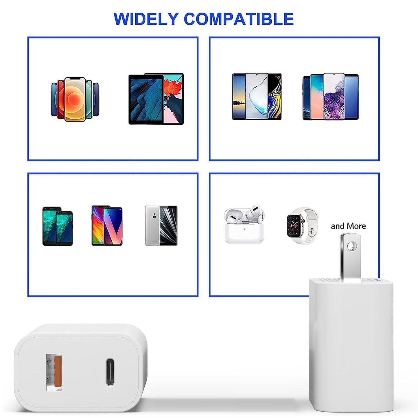 6 Pack USB C Charger Block,20W USB-C & USB-A Port Charger?for i Phone 17/16/15/14/13/12/11/X/8, i Pad and More