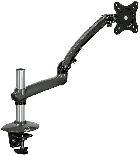 Mount-It! MI-4PC311G Universal Monitor Desk Mount for LCD LED Computer Screens 30” MAX, Full Motion Articulating Arm, Dark Gray
