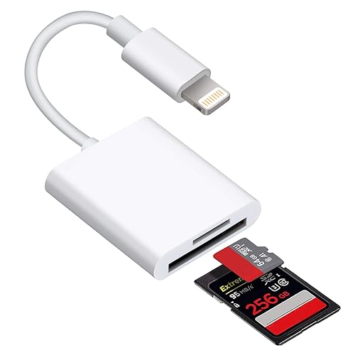 Lightning to SD TF Card Camera Reader Digital Camera SD Card Reader for Select iPhone, iPad Models (Support iOS 16 and Before), Trail Game Camera