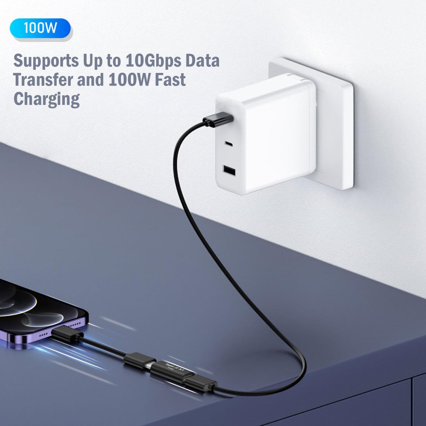 Pastall 5 Pack USB C Female to Female Adapter.Usbc Extender.USBC Coupler Supports Up to 10Gbps Data Transfer and 100W Fast Charging.Compatible…