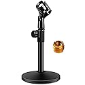 InnoGear Desktop Microphone Stand, Upgraded Adjustable Table Mic Stand with Mic Clip and 5/8" Male to 3/8" Female Screw for Blue Yeti Snowball Spark &