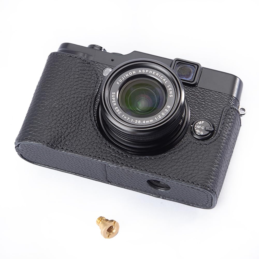 DBZZ Handcrafted Genuine Leather Camera Case Retro Style Half-Wrap Camera Case For FUJIFILM X10 X20 (Black)