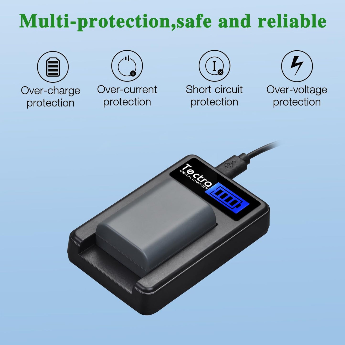 Tectra 2-Pack NB-2L NB-2LH Battery + Rapid LCD Display USB Charger for Canon PowerShot G7 G9 S30 S40 S45 S50 S60 S70 S80 DC410 DC420 VIXIA HF R10 HF