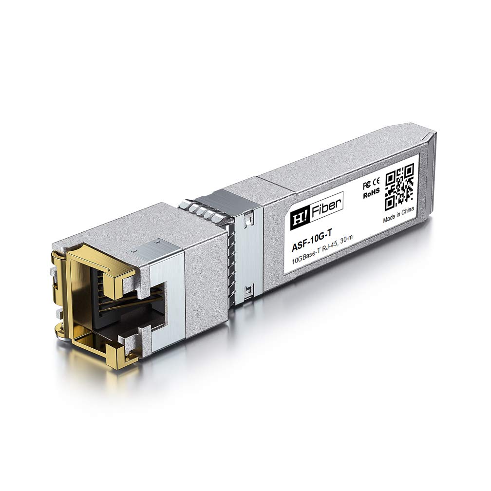 H!Fiber 10Gb SFP+ RJ45 Transceiver, 10Gbase-T SFP+ Ethernet Module Support 10G/5G/2.5G/1.25G, Compatible with Cisco SFP-10G-T-S, Ubiquiti, UniFi
