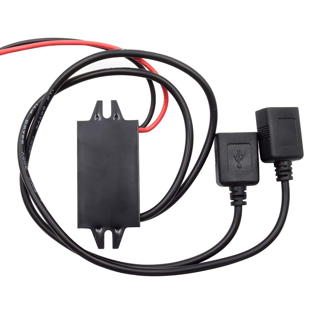 SSLHONG Waterproof DC Converter 12V 24V to 5V 3A/15W Dual USB Power Adapter 12V to 5V Step Down Voltage Regulator Charge for Samsung Galaxy, iPad…