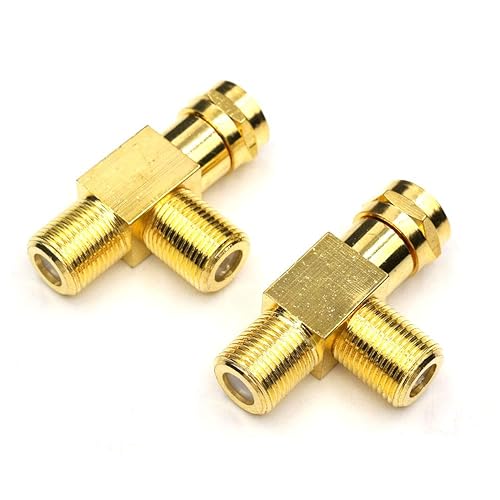 ANHAN F Coax Splitter, F Male to Female Connectors F type Satellite TV Splitter F type Coaxial Adapters for Video VCR Antenna 2Packs