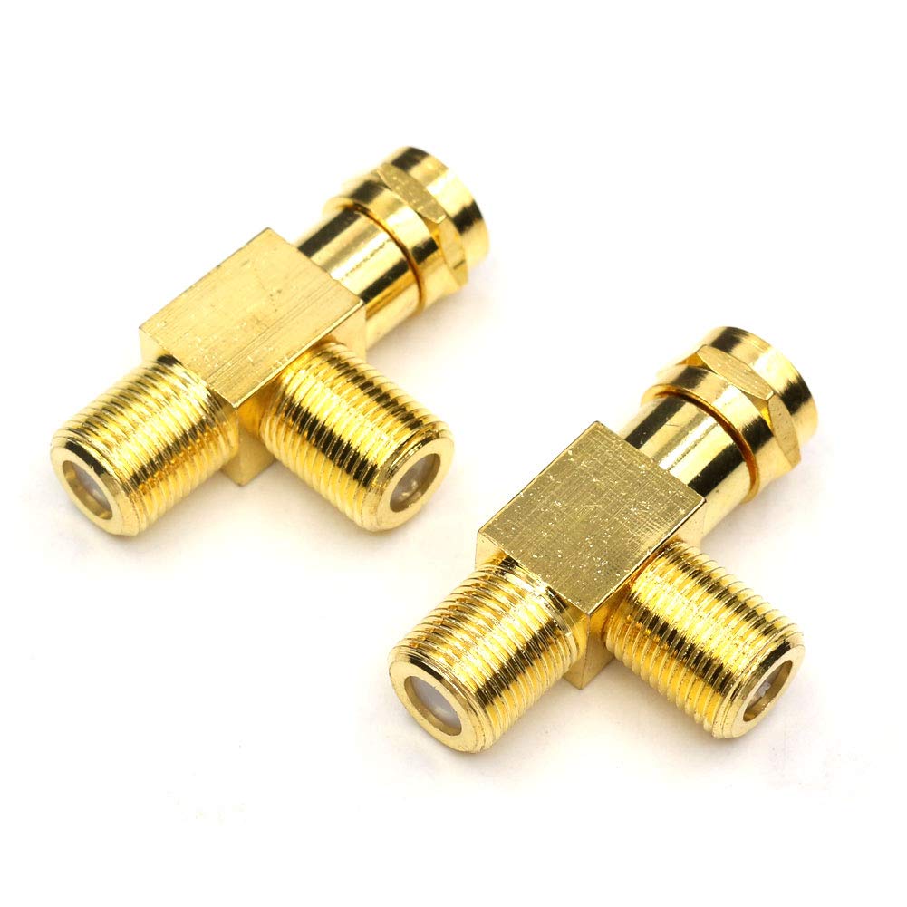 ANHAN F Coax Splitter, F Male to Female Connectors F type Satellite TV Splitter F type Coaxial Adapters for Video VCR Antenna 2Packs