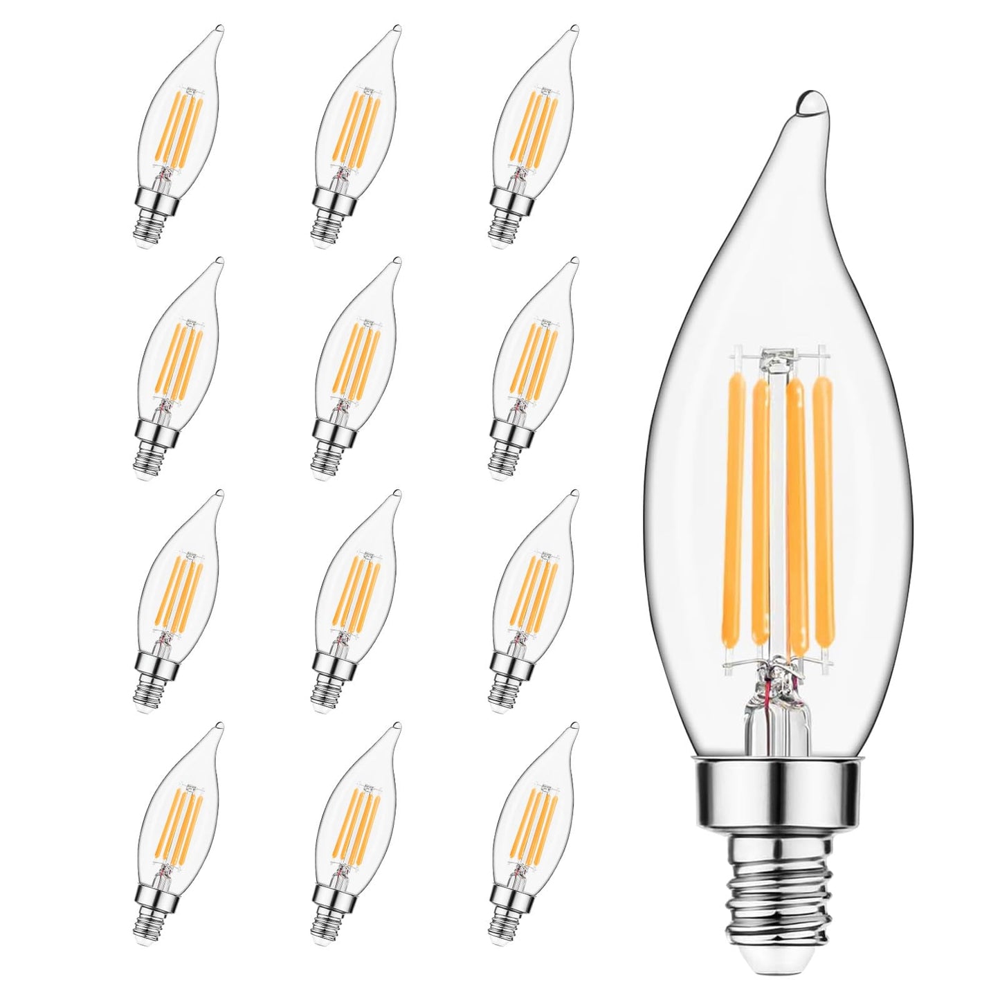 Sigalux E12 LED Candelabra Bulb 60 Watt Equivalent, Dimmable Chandelier Light Bulbs 2700K Soft White, CA10 Candle Bulbs for Chandelier, 5W, 450LM, 12