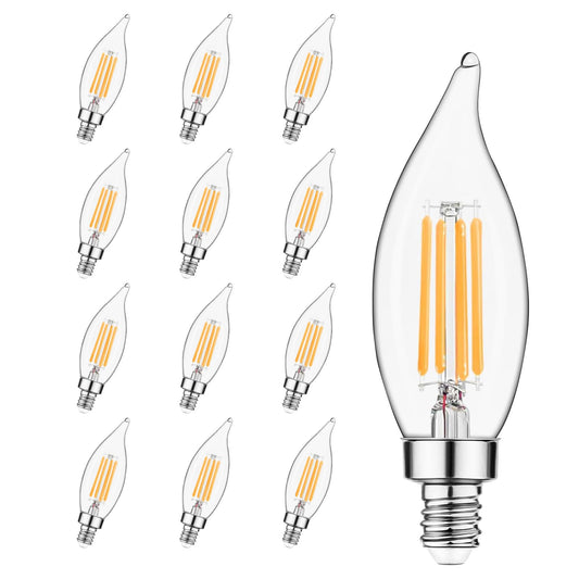 Sigalux E12 LED Candelabra Bulb 60 Watt Equivalent, Dimmable Chandelier Light Bulbs 2700K Soft White, CA10 Candle Bulbs for Chandelier, 5W, 450LM, 12