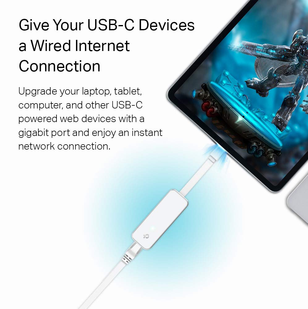 TP-Link USB C to Ethernet Adapter(UE300C), RJ45 to USB C Type-C Gigabit Ethernet LAN Network Adapter, Compatible with MacBook Pro 2017-2020, MacBook
