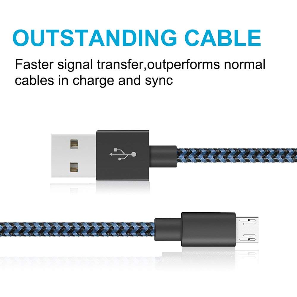Micro USB Cable 3ft, 3Pack 3FT Nylon Braided High Speed Micro USB Charging and Sync Cables Android Charger Cord Compatible Samsung Galaxy S7