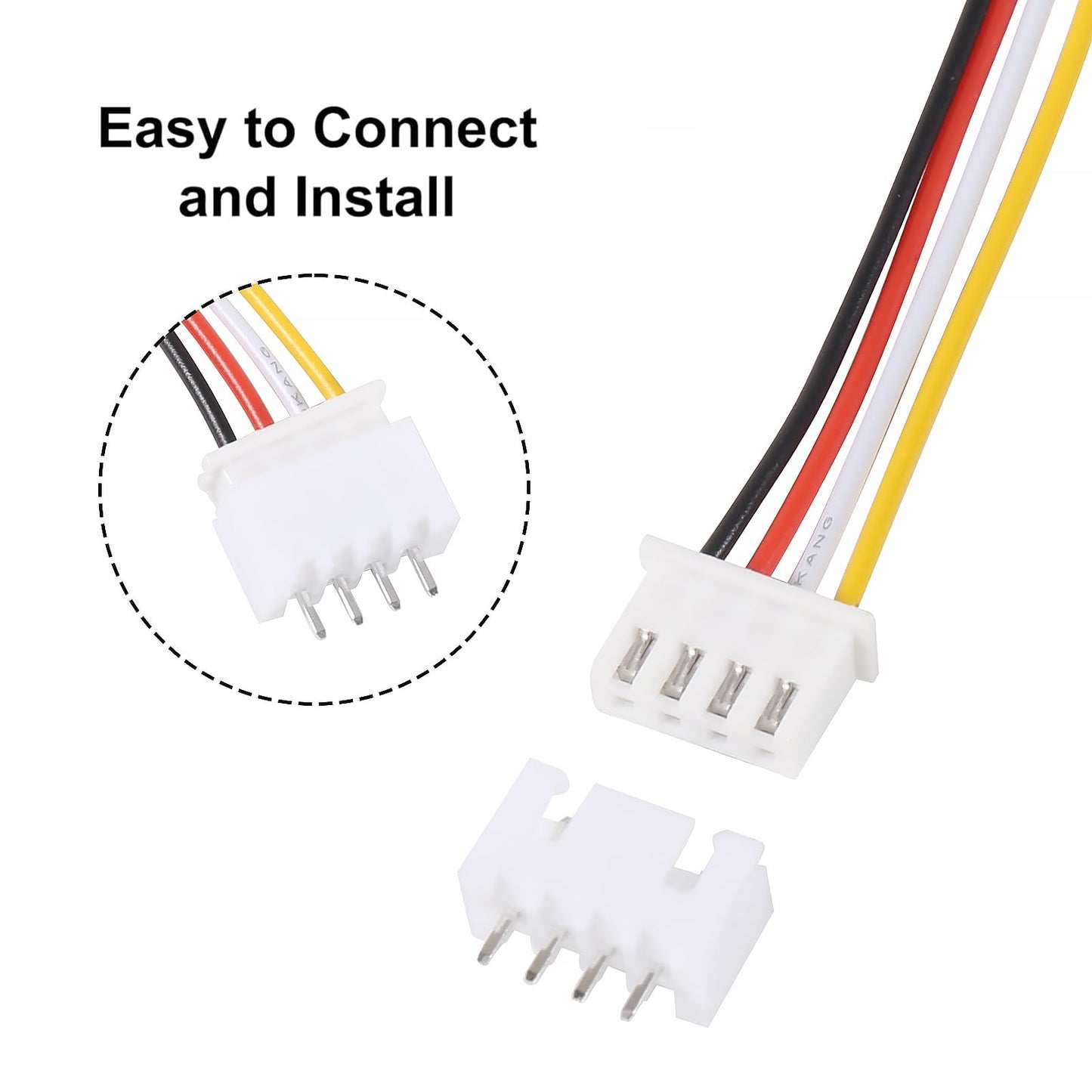Alinan 20pcs JST-XH2.54mm 4 Pin Connector Kit, Included 10pcs Mini 4 Pin 26AWG Female Connector Plug with 200mm Cable Wire and 10pcs Micro 4Pin Male