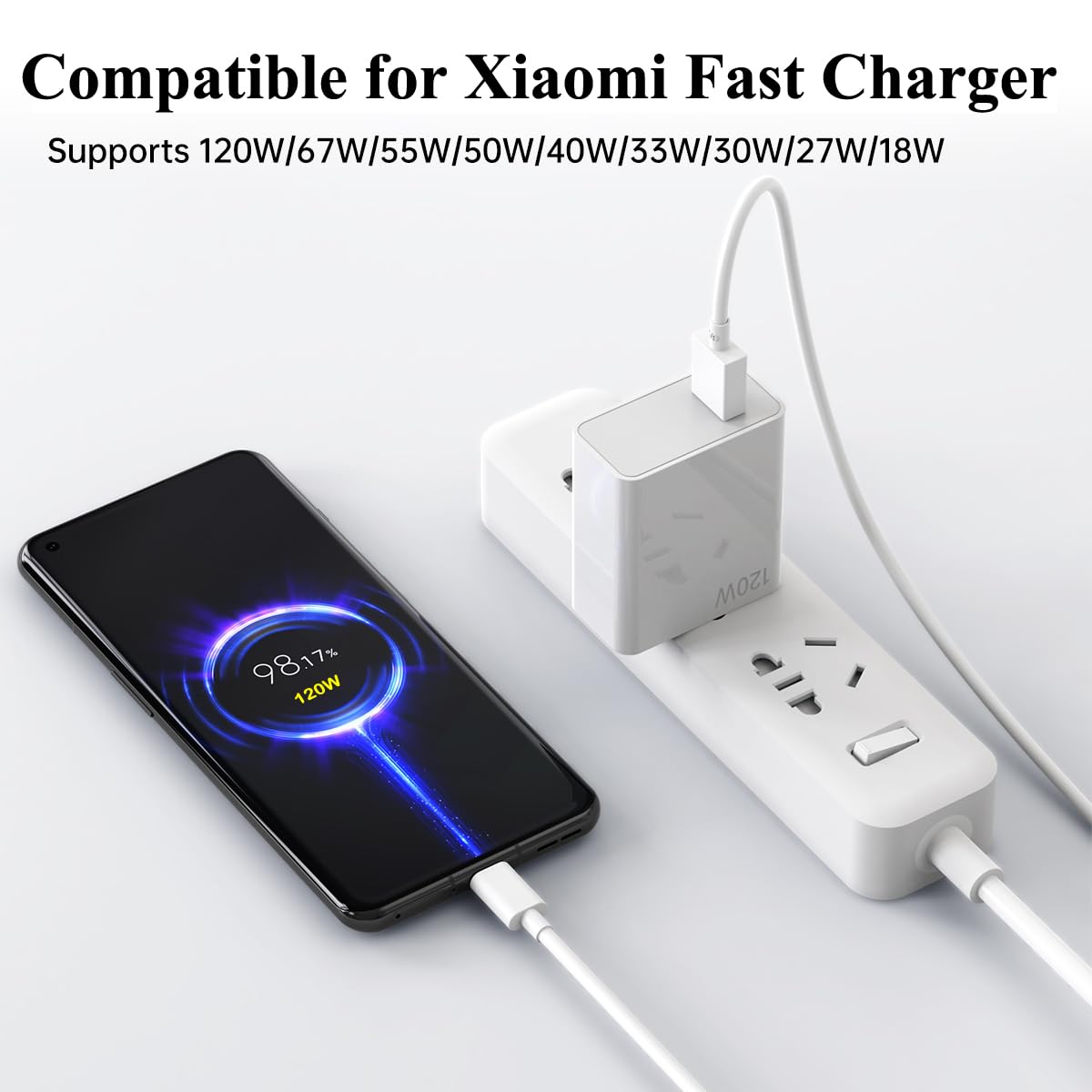120W Fast Wall Charger Block 100W 90W Compatible for Xiaomi 17 15 14 13 12 14t 13t 12t 12s Pro Lite Redmi Note k80 K70 K60 K50 12 11 Pro Plus Black