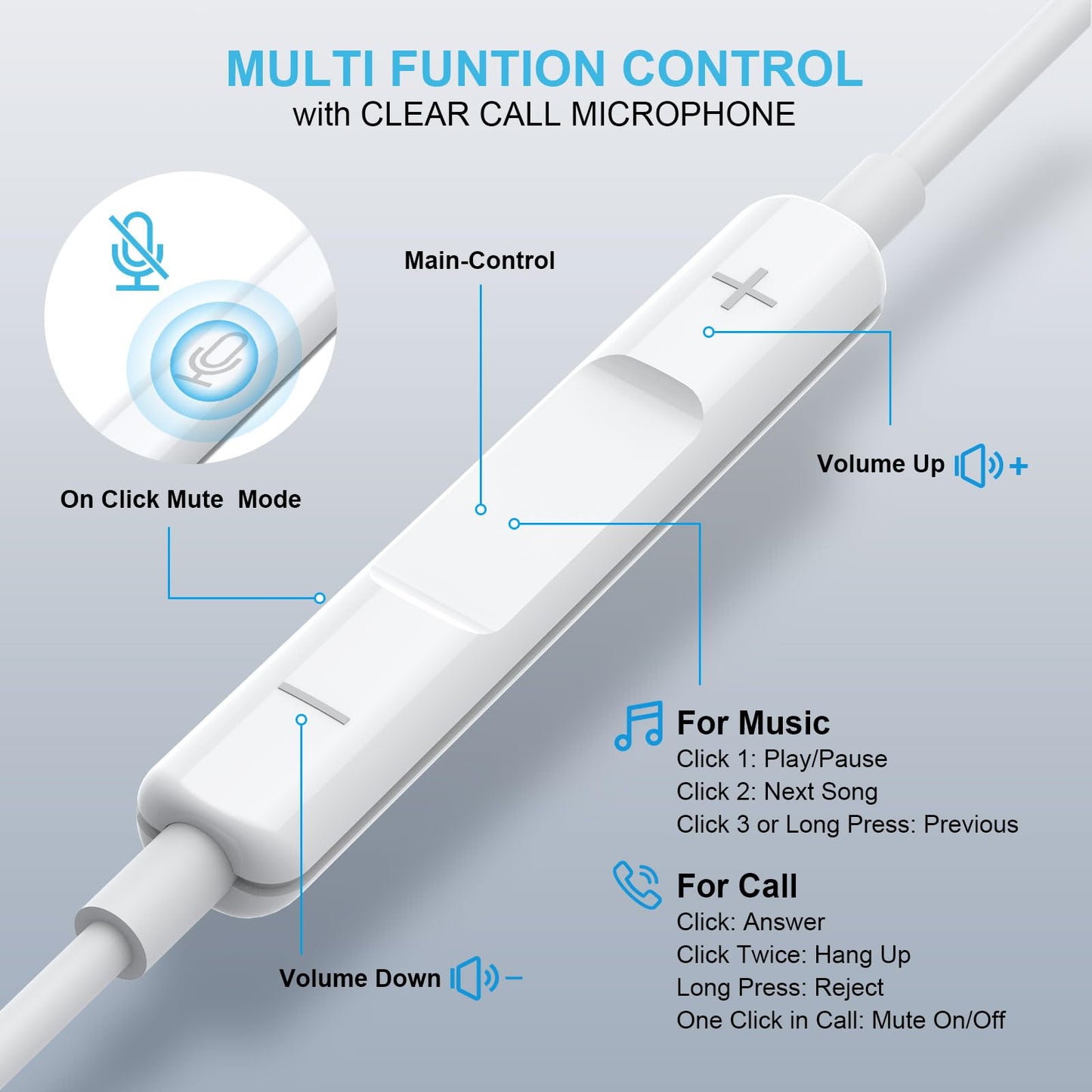 Wired Earbuds, [Clear Calls & No Noise] 3.5mm Headphones with Microphone in Ear Earphones HiFi Stereo Volume Control…