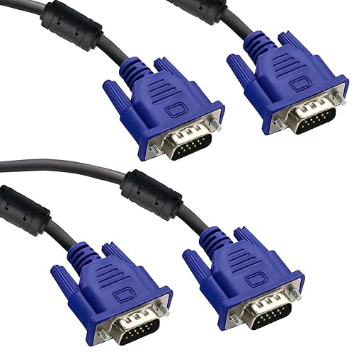 V Telesky VGA to VGA Cable? 2 Pack 5ft/1.5m HD15 VGA Male to Male Monitor Cable for Computer PC Laptop to Monitor Screen Projector with VGA Plug Port