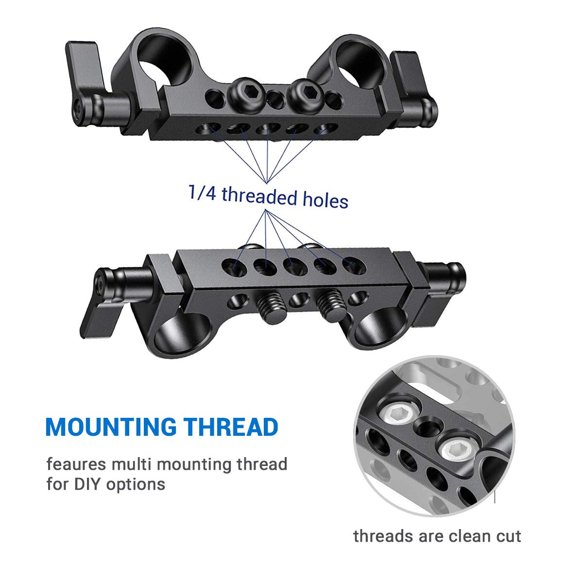 SmallRig Super Lightweight 15mm Railblock, 15mm Rod Clamp with 1/4"-20 Thread for Sony for Canon and Other DSLR Camera Rig Shoulder Support Rail