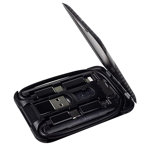 Yinow USB Type C to C Charging and Data Transfer Cable with 3 Adapters Combination Set in Credit Card Size Case, Black