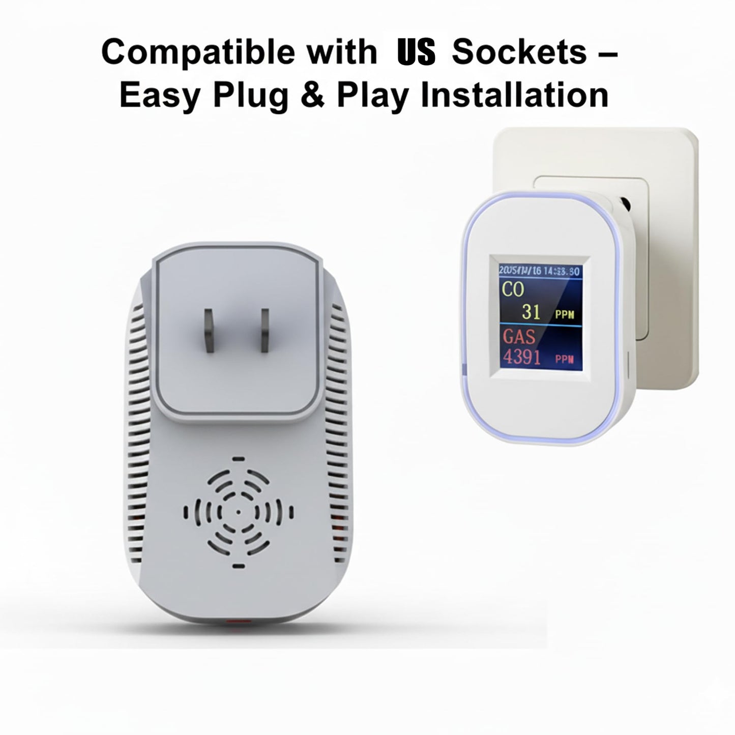 WiFi Carbon Monoxide & Natural Gas Detector Plug-in, 2-in-1 Gas and Carbon Monoxide Detector, Smart CO Detector Plug in & Combustible Gas Leak