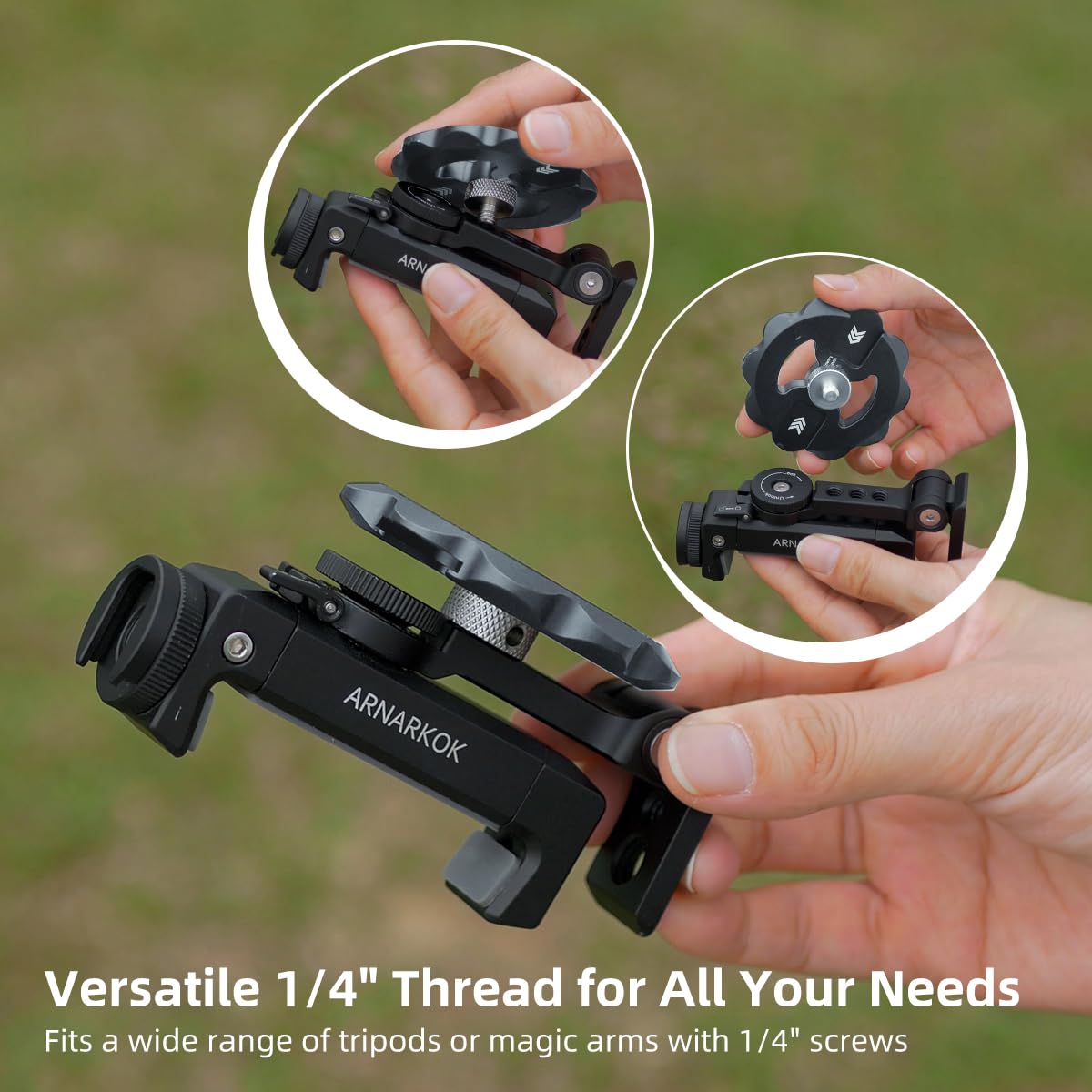 Magnetic Phone Tripod Mount,1/4" Thread Cold Shoe 360° Rotation,Compatible with iPhone16 15 14 13 12 Pro All Series,Magnetic Ring iPhone Tripod Mount