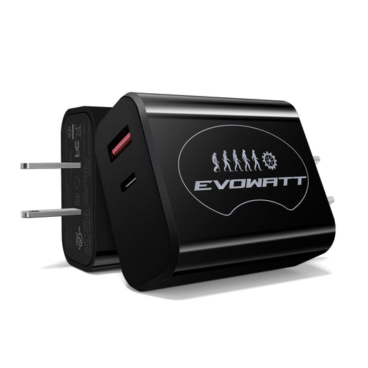 Evowatt USB C Wall Charger 20W with UL Certified,20W Dual Port Phone Charger Adapter Block Power Delivery Quick USB C Charging for iPhone 16/16