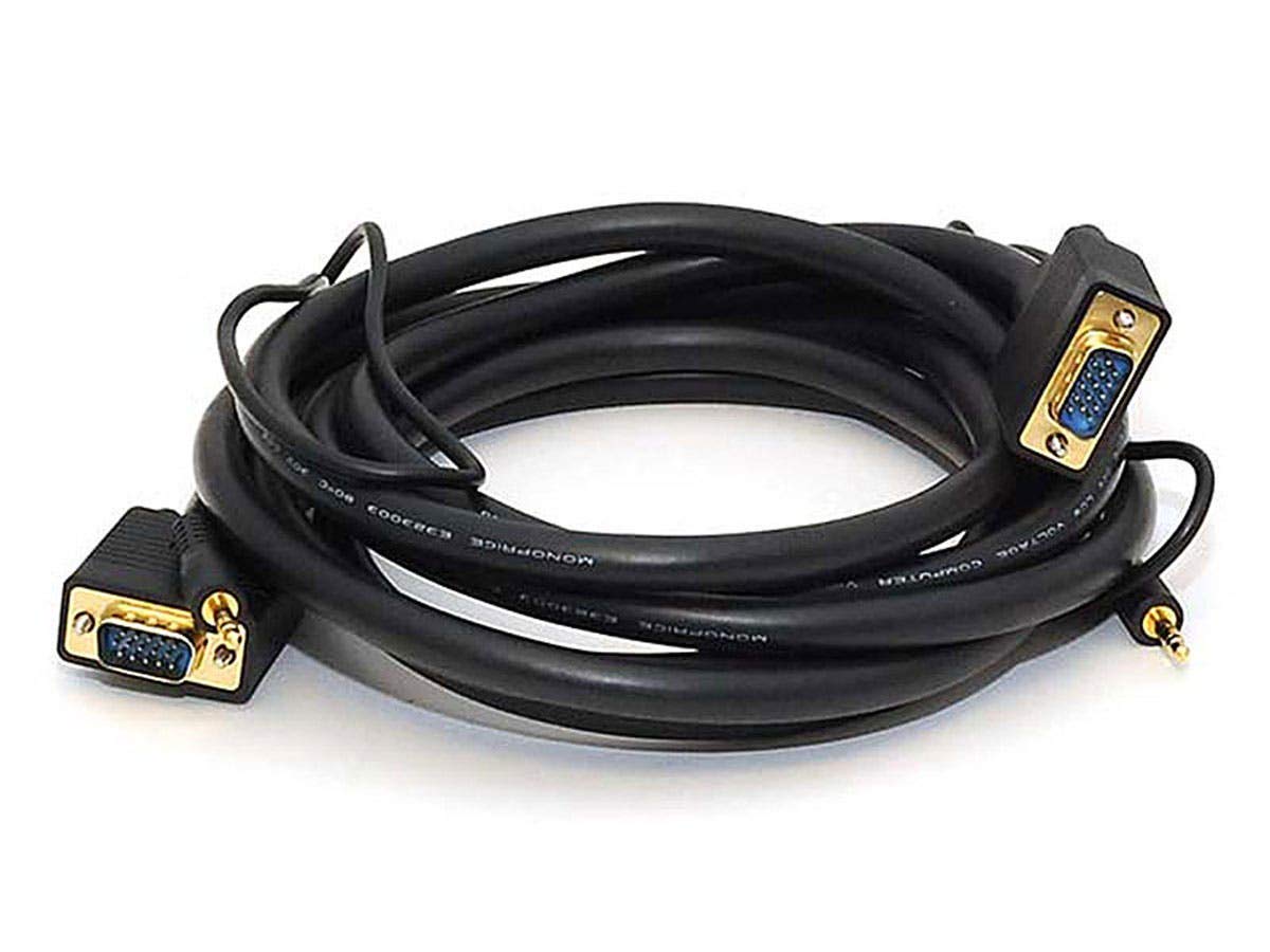 Monoprice 10-Feet VGA/SVGA Male-Male Monitor Cable with Stereo Audio and Triple Shielding
