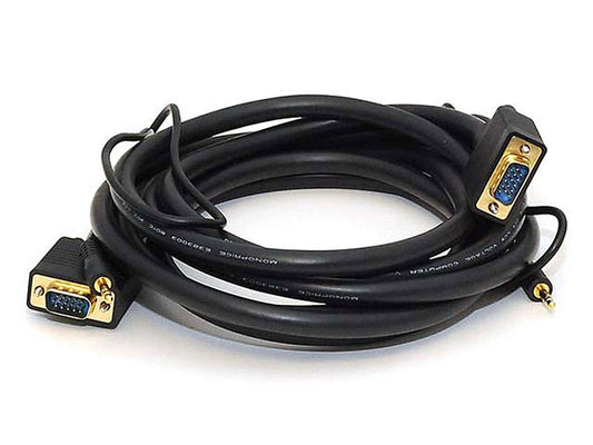 Monoprice 10-Feet VGA/SVGA Male-Male Monitor Cable with Stereo Audio and Triple Shielding