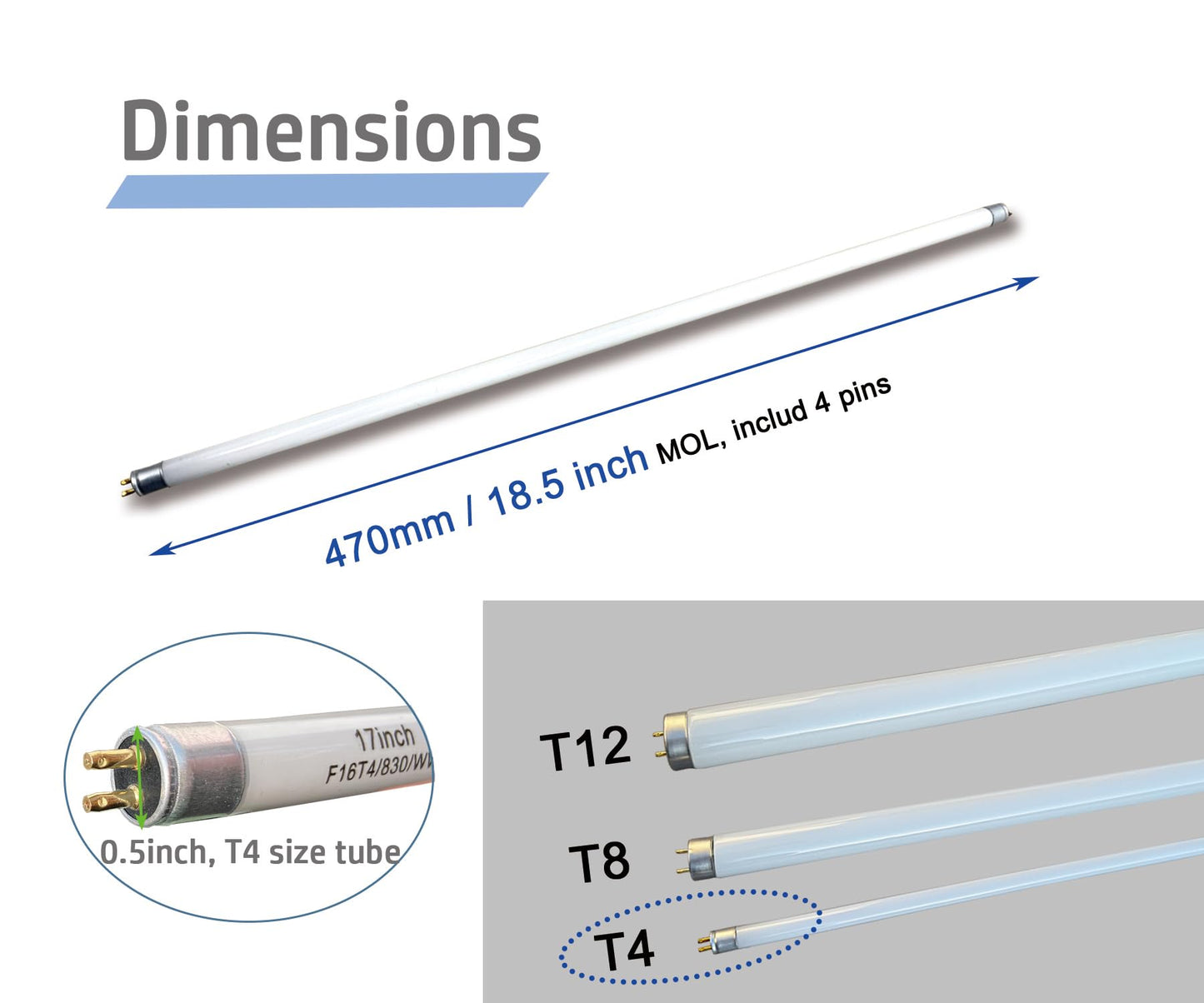 IgnisLite 18.4inch F16T4/DL Fluorescent Light Bulb T4 Linear,16Watt 6400K Brigh White Daylight Tube Lamp,G5 Mini Bi-pin Base,1050Lumen High Brightness