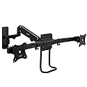 VIVO Premium Aluminum Single or Dual Monitor Pneumatic Arm Wall Mount for 2 Screens up to 27 inches or 1 Ultrawide up to 49 inches, Sliding VESA