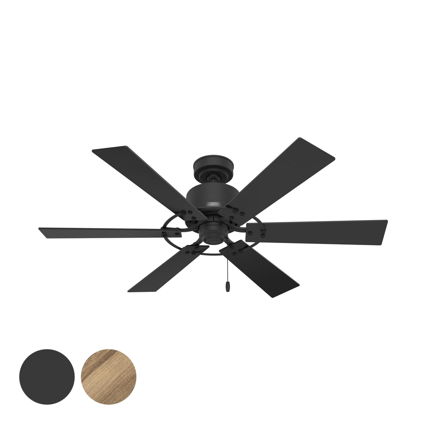 Hunter Fan 52 Inch Casual Matte Black Finish Indoor Ceiling Fan With 6 Blades and Pull Chain (Renewed)