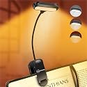 Rechargeable Book Light, Reading Lights for Books in Bed with 3 Color Temperatures & Stepless Dimming Brightness, 360°rotatable clip-on reading light
